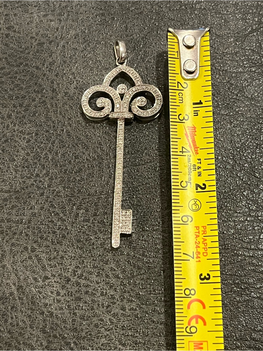 Sterling Silver Key Pendant with Diamonds